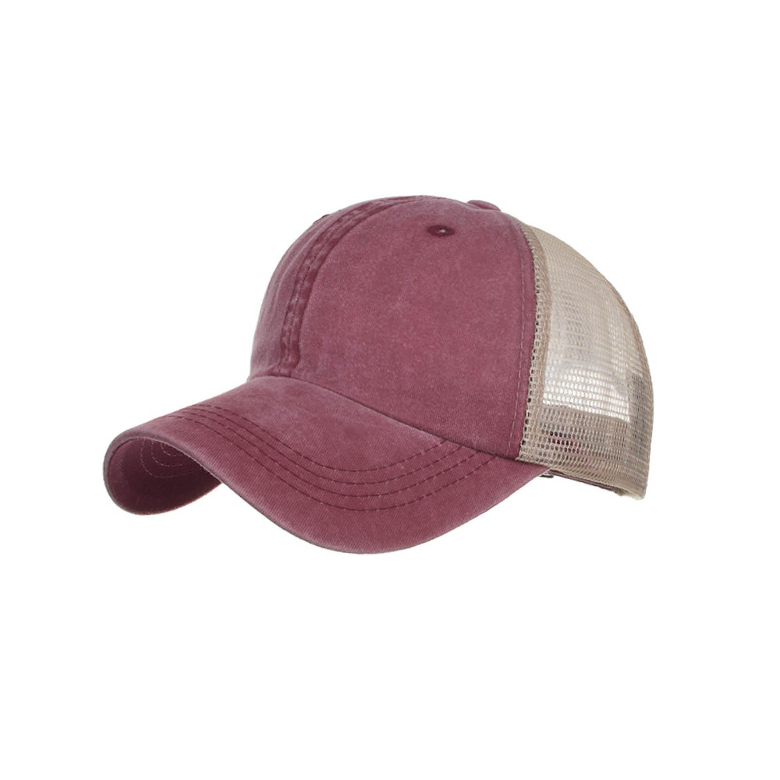 Gorra de béisbol para hombre - Malla lavada - Sombrero para el sol - Ajustable - Color liso - Talla única - Poliéster